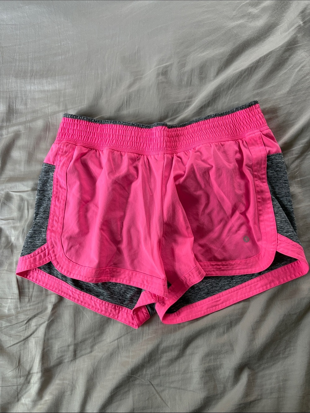 Xersion Hot Pink and Gray Athletic Layered Running Shorts